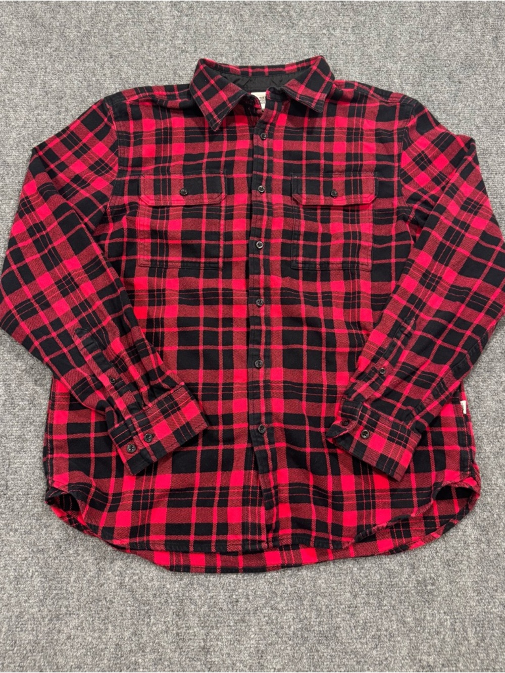 The North Face Shirt Men Large Red Black Plaid Button Up Long Sleeve Flannel